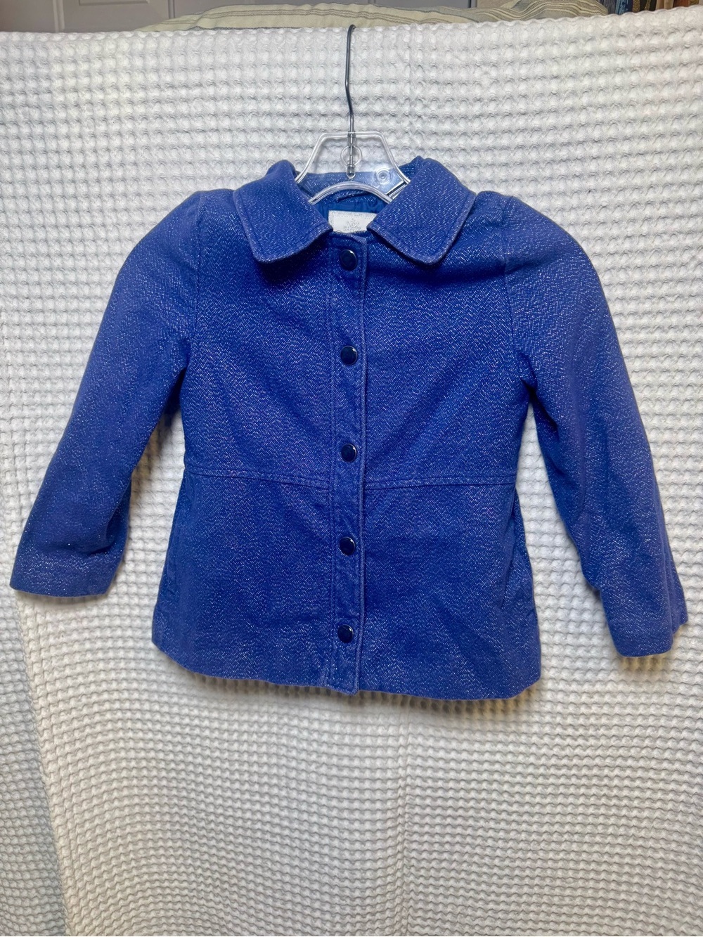 Gymboree Girls Metallic Shimmer Blue Dress Jacket Coat, Size Small 5-6